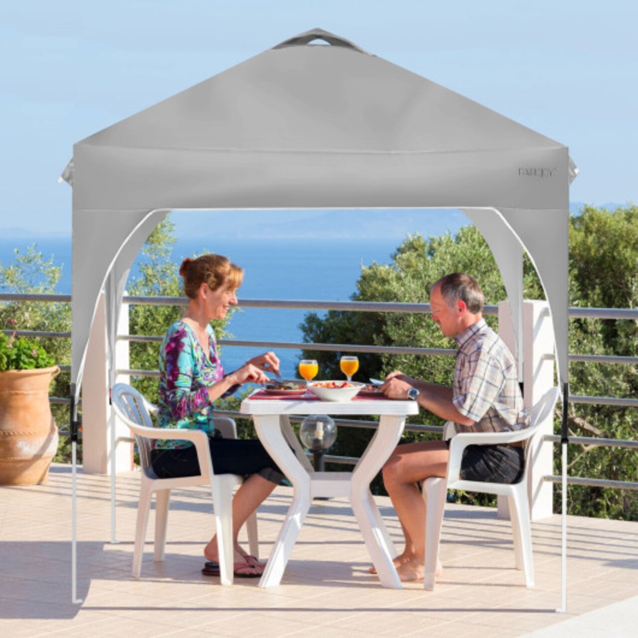 Pop Up Canopy Tent 6.6x6.6ft Outdoor Adjustable Height Steel Frame Portable